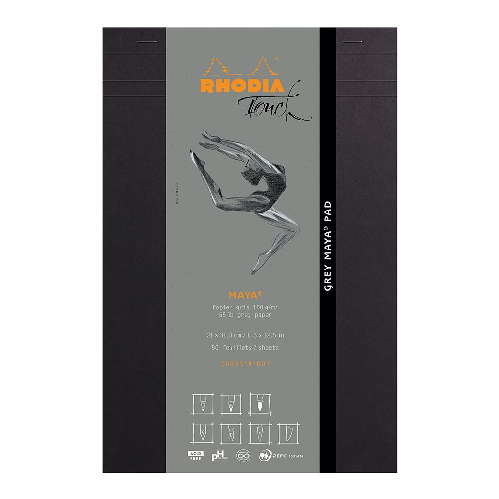 Rhodia Touch Maya Grey Pad A4+ Cross n Dot Rhodia Touch Maya Grey Pad A4+ Cross n Dot